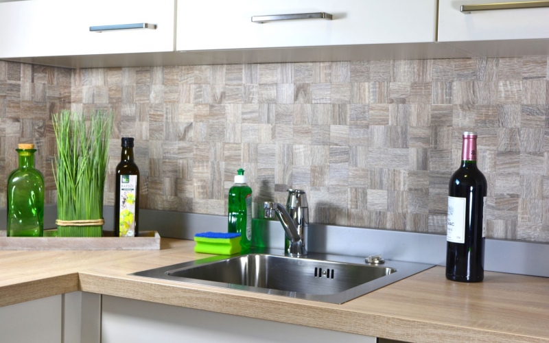 Mosaic tiles kitchen splashback self-adhesive aluminum light gray metal wood look light MOS200-2222_f
