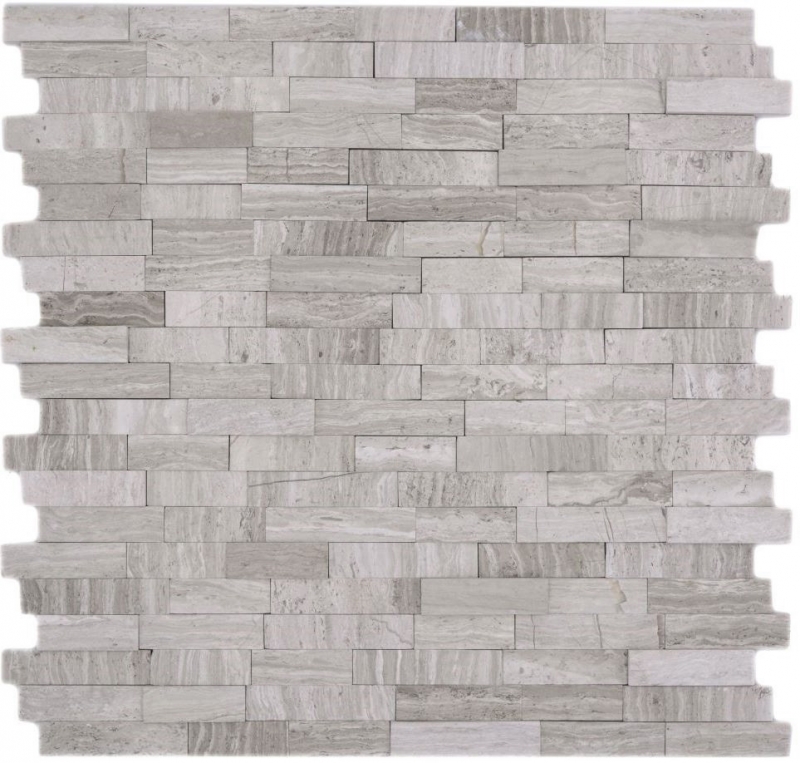 Mosaikfliesen Küchenrückwand selbstklebend Marmor Naturstein grau weiss cream Naturstein white wood MOS200-0120_f