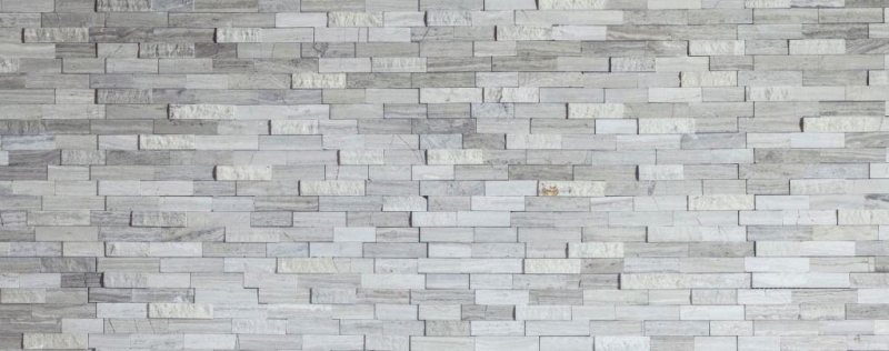 42-0204_f10 Matten Mosaik Fliese Marmor Naturstein grau Grau Streifen