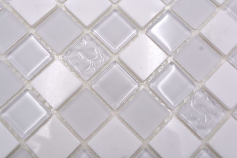 Mosaikfliesen Küchenrückwand selbstklebend Stein weiß Glasmosaik Stein weiß MOS200-4M332_f