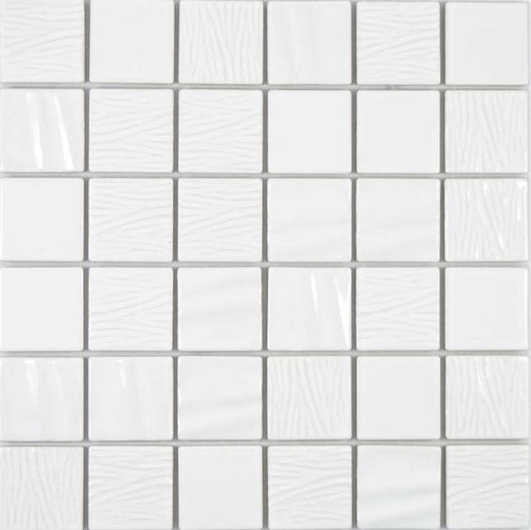 Ceramic mosaic white mosaic tiles 3D look wall tile backsplash kitchen bathroom MOS14-0101_f