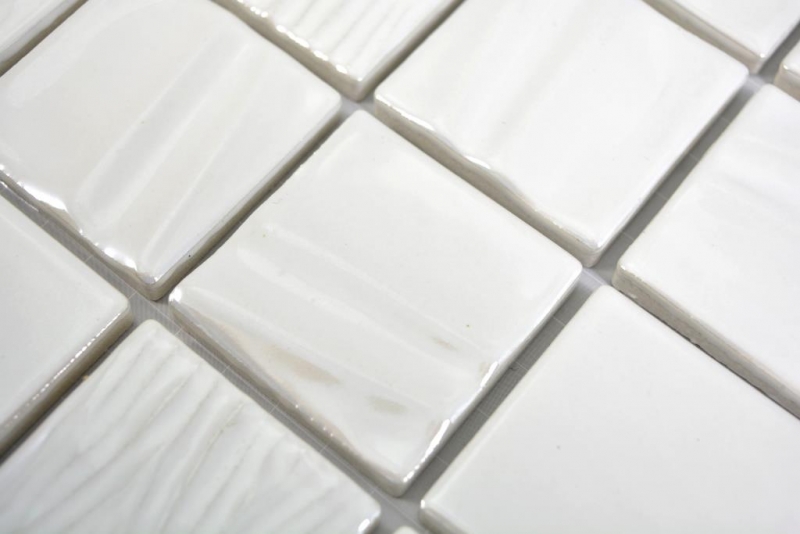 Ceramic mosaic Kanaan white plain mosaic tiles wall tile backsplash kitchen bathroom MOS14-0111_f