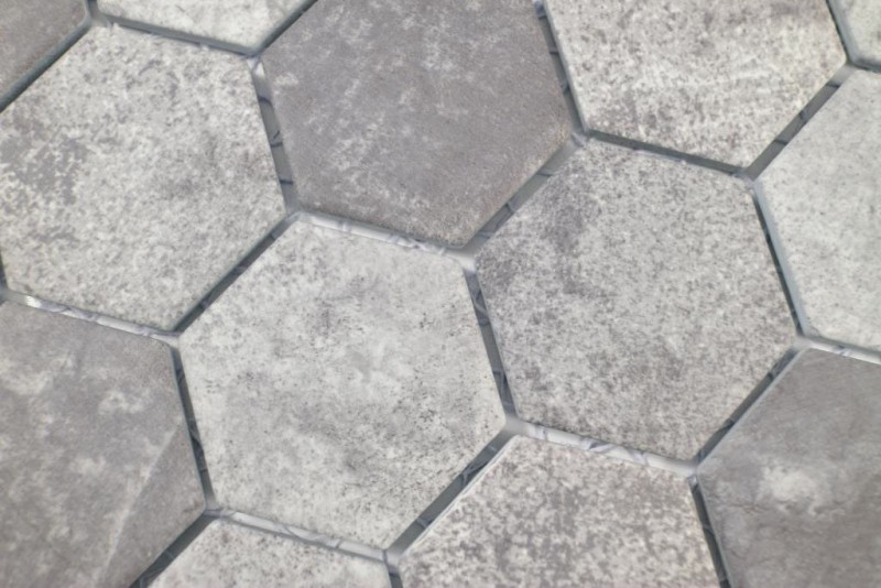 Ceramica mosaico esagono cemento grigio scuro mosaico piastrelle muro backsplash cucina bagno MOS11H-0026_f