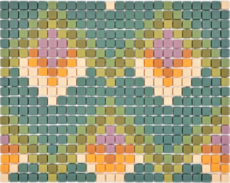 GLASMOSAIK Dekor grün matt Mosaikfliesen Wand Fliesenspiegel Küche Bad MOS140-RO2_f