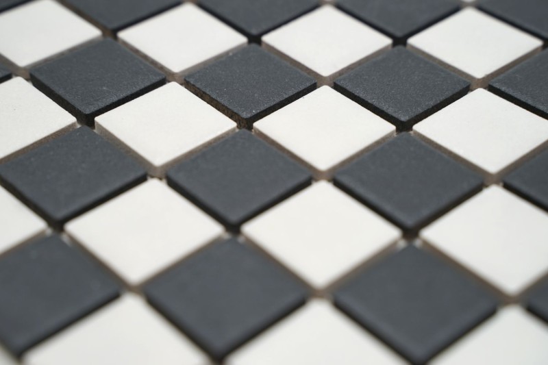 Piastrella di mosaico in ceramica SLIP-SIDE scacchiera nero bianco opaco MOS18-0305-R10_f