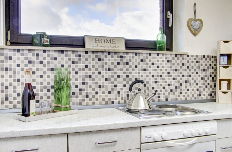 Mosaic tile ceramic light beige gray unglazed kitchen splashback MOS18-0205_f