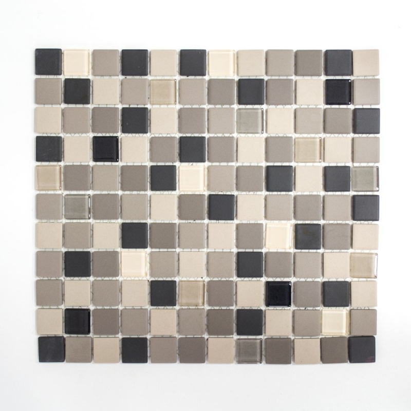 Mosaic tile ceramic light beige gray unglazed glass tile backsplash MOS18-CUG60_f