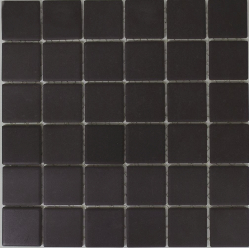 Piastrella di mosaico in ceramica nera opaca umbra non smaltata RUTSCHEMMEND MOS14B-0303-R10_f