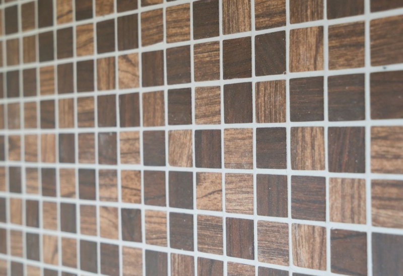 Piastrelle a mosaico ECO recycled GLASS ECO wood texture marrone scuro MOS63-410_f