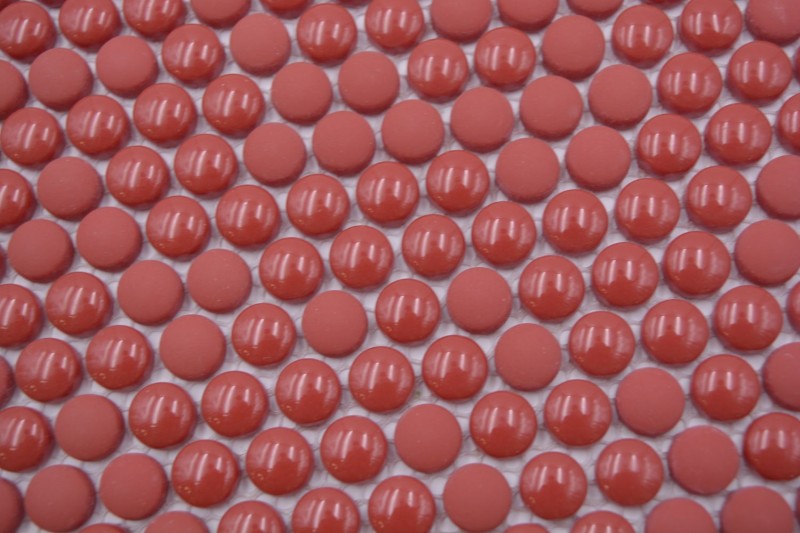Mosaïque bouton verre rouge brillant mat sol de douche paroi de baignoire MOS140-0911_f