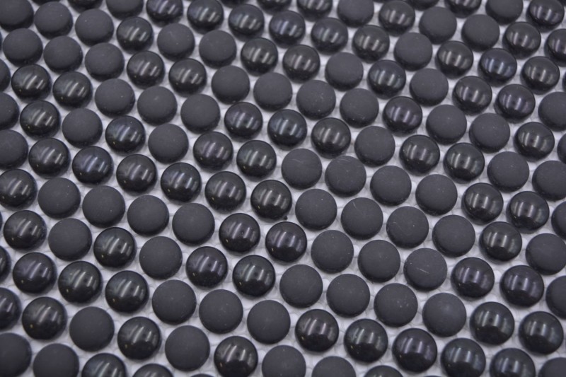 Mosaïque bouton verre noir brillant mat sol de douche paroi de baignoire MOS140-0311_f