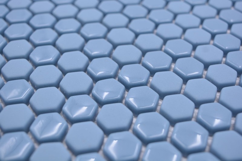 Glass mosaic hexagonal hexagon mosaic blue glossy matt mosaic tiles wall tile backsplash kitchen bathroom MOS140-0401_f
