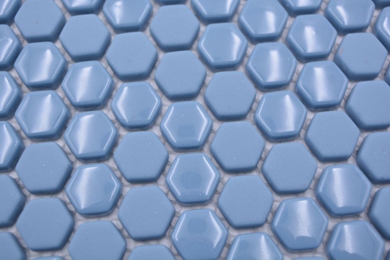 Glasmosaik Hexagonal Sechseckmosaik blau glänzend matt Mosaikfliesen Wand Fliesenspiegel Küche Bad MOS140-0401_f