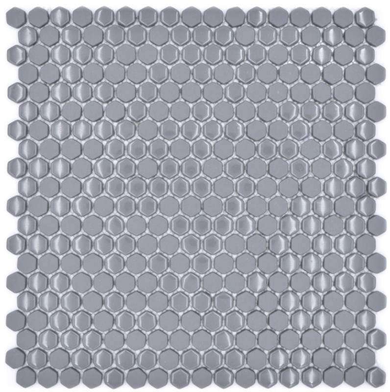 Glasmosaik Hexagonal Sechseckfliesen grau glänzend matt Mosaikfliesen Wand Fliesenspiegel Küche Bad MOS140-0201_f