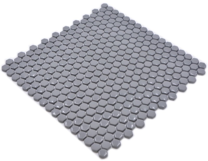 Glass mosaic hexagonal hexagon tiles gray glossy matt mosaic tiles wall tile backsplash kitchen bathroom MOS140-0201_f