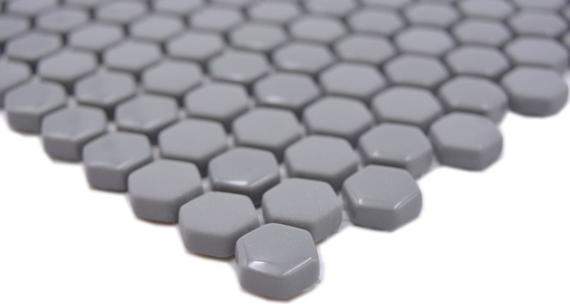 Glass mosaic hexagonal hexagon tiles gray glossy matt mosaic tiles wall tile backsplash kitchen bathroom MOS140-0201_f