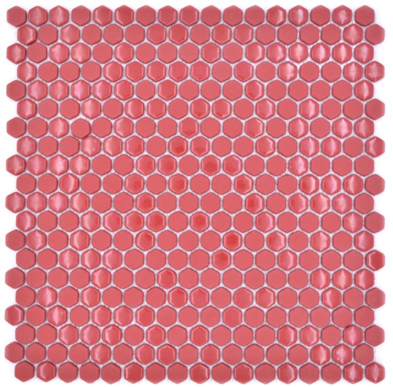 Mosaïque de verre Hexagone rouge Hexagonal Mosaïque hexagonale brillante mate Carreaux de mosaïque murale Carrelage cuisine salle de bain MOS140-0901_f