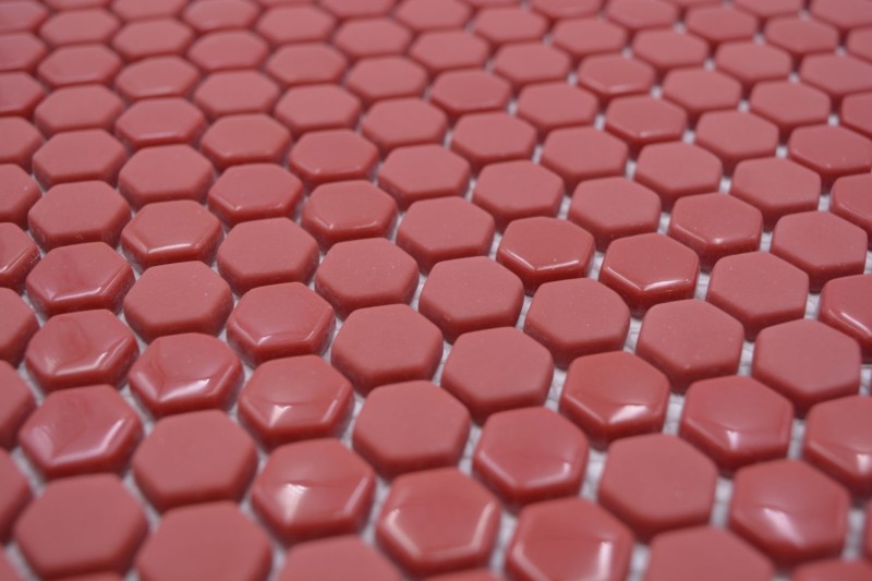 Glass mosaic hexagon red hexagonal hexagonal mosaic glossy matt mosaic tiles wall tile backsplash kitchen bathroom MOS140-0901_f
