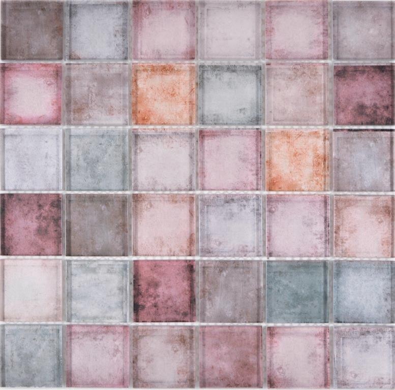 Mosaïque de verre rose brun lilas mix Carreau de mur carrelage cuisine salle de bain - MOS88-0412_f