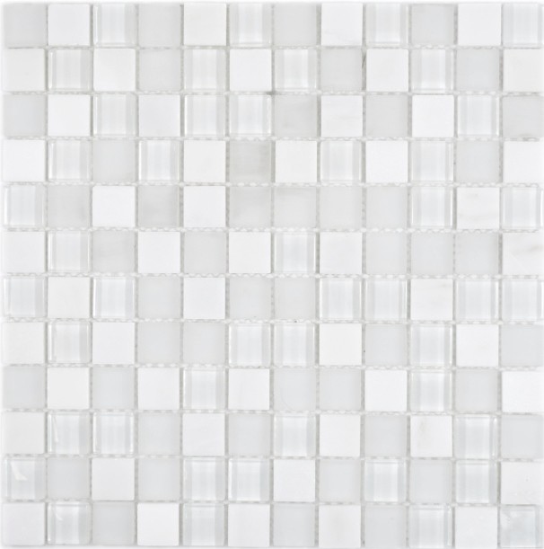 Square crystal/stone mix super white mosaic tile wall tile backsplash kitchen bathroom MOS72-0001_f