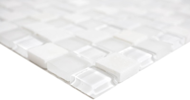 Quadrato cristallo / pietra mix super bianco mosaico piastrelle parete backsplash cucina bagno MOS72-0001_f