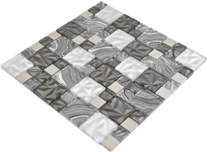 Glass mosaic combination steel mix gray black mosaic tile wall tile backsplash kitchen bathroom MOS88-1702_f