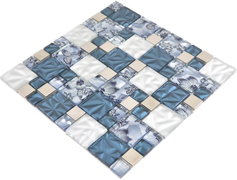 Glass mosaic combination steel gray blue mosaic tile wall tile backsplash kitchen bathroom MOS88-0402_f