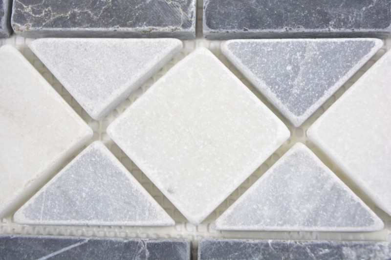 Natural stone border nero bianco bardiglio gray white bathroom wall floor MOSBor-0226_f