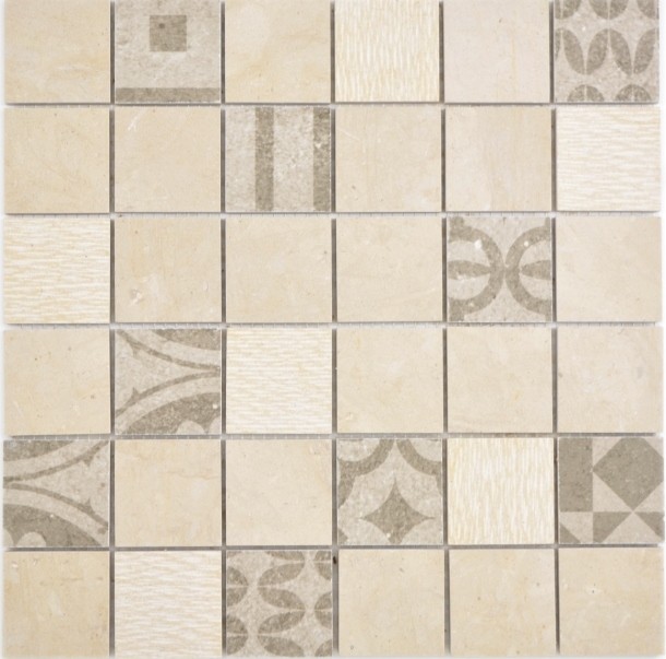 Quadrat Marmor/Keramik mix beige 2F Mosaikfliese Wand Fliesenspiegel Küche Bad MOS180-A0148B_f