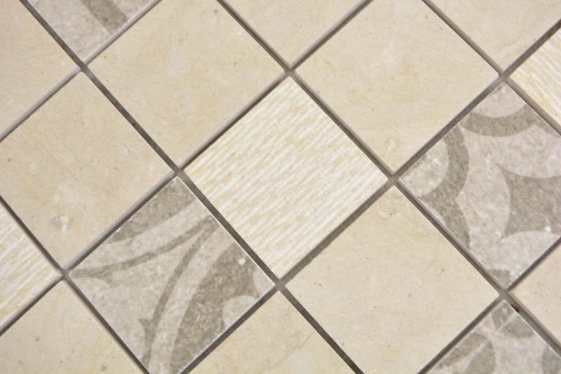 Quadrato marmo/ceramica mix beige 2F mosaico piastrelle parete backsplash cucina bagno MOS180-A0148B_f