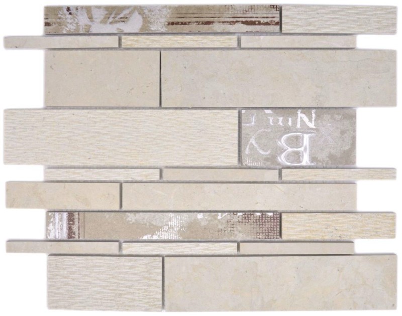Composite marble/ceramic mix beige/color 2F mosaic tile wall tile backsplash kitchen bathroom MOS180-A01STB_f