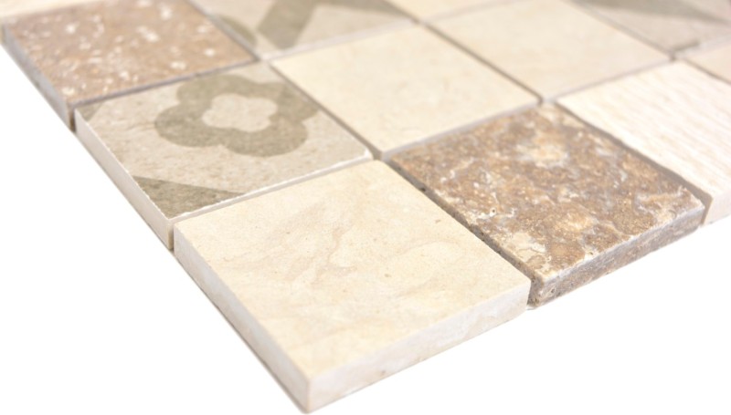 Square marble/ceramic mix beige 3F mosaic tile wall tile backsplash kitchen bathroom MOS180-B0348B_f