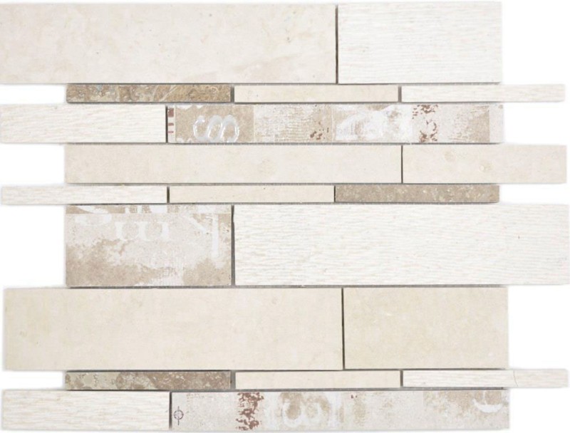 composite marbre/céramique mix beige/color 3F carreau mosaïque mur carrelage cuisine salle de bain MOS180-B03STB_f