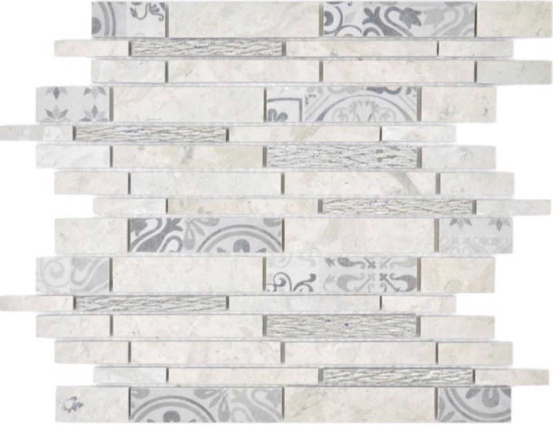 composite marbre/céramique mix gris 2F mosaïque mur carrelage cuisine salle de bain MOS180-C0727G_f