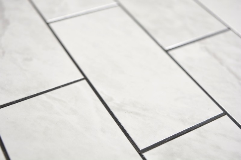 Rectangle AC stone effect Carrara Subway Level glossy mosaic tile wall tile backsplash kitchen bathroom MOS200-CLG_f