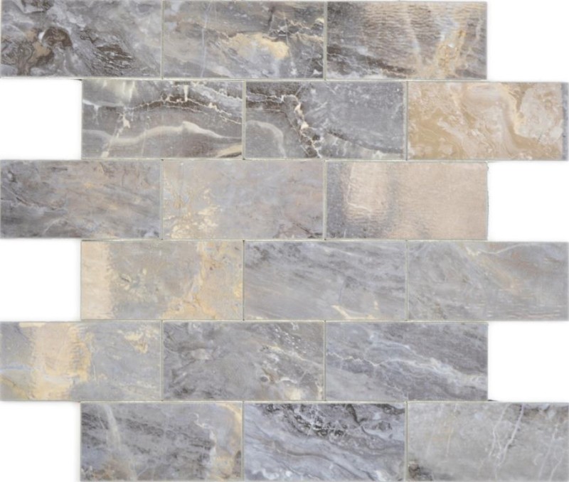 Rectangle AC stone effect Carrara Subway Level glossy mosaic tile wall tile backsplash kitchen bathroom MOS200-MLG_f