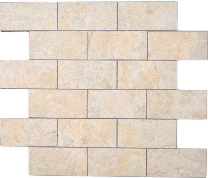 Rectangle AC stone effect Carrara Subway Level glossy mosaic tile wall tile backsplash kitchen bathroom MOS200-4LB_f