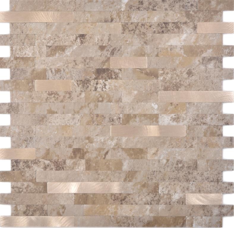 Composite vinyl stone look Limestone brown/gold mosaic tile wall tile backsplash kitchen bathroom MOS200-LBG_f