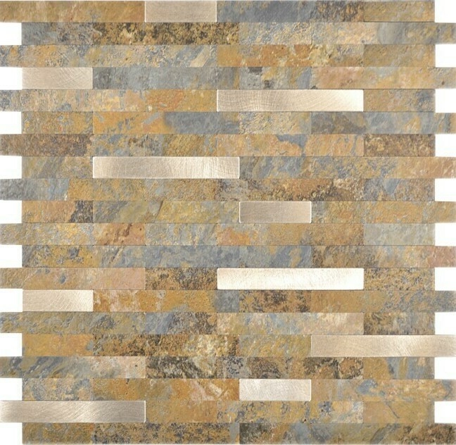 Composite vinyl stone look multi slate/gold mosaic tile wall tile backsplash kitchen bathroom MOS200-MSG_f