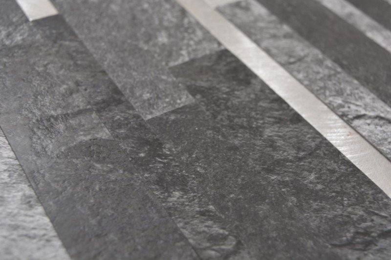 Composite vinyl stone look Black Qaurtz/Silver mosaic tile wall tile backsplash kitchen bathroom MOS200-32BS_f