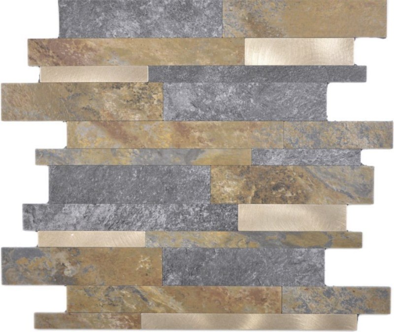 Composite vinyl stone look multi slate/gold mosaic tile wall tile backsplash kitchen bathroom MOS200-8MSG_f