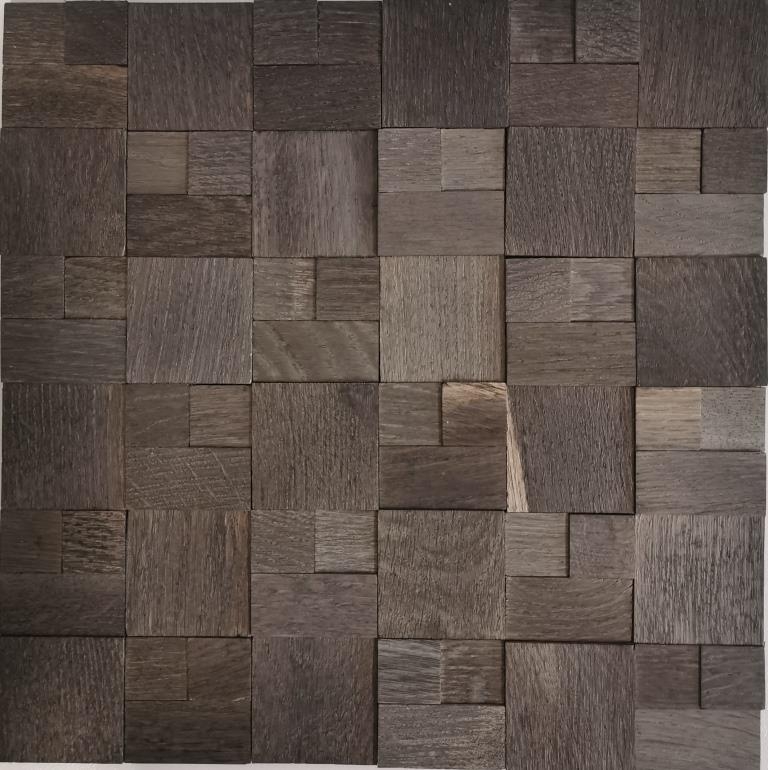 Wood mosaic wood panel facing dark brown 3D self-adhesive wall kitchen tile backsplash MOS170-11B_f
