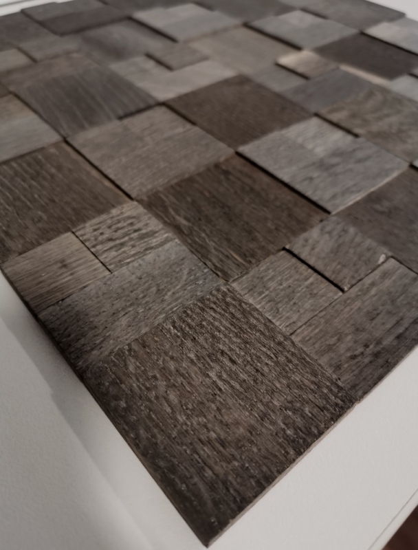 Wood mosaic wood panel facing dark brown 3D self-adhesive wall kitchen tile backsplash MOS170-11B_f