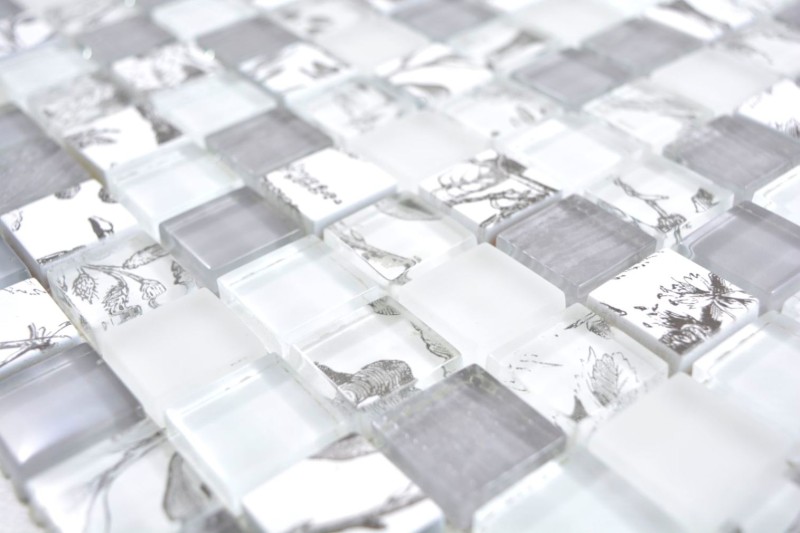 Quadrat Crystal mix super white/beach Mosaikfliese Wand Fliesenspiegel Küche Dusche Bad MOS74-2000_f