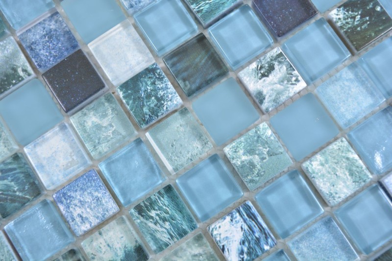 Quadrato Crystal mix verde-blu-oceano mosaico piastrelle muro Backsplash cucina doccia bagno MOS74-0605_f