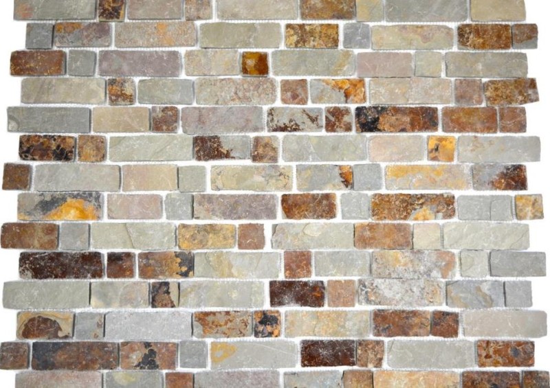 Slate mosaic tile natural stone brick brown rust tile backsplash mosaic mat mosaic panel splashback - MOS34-1204