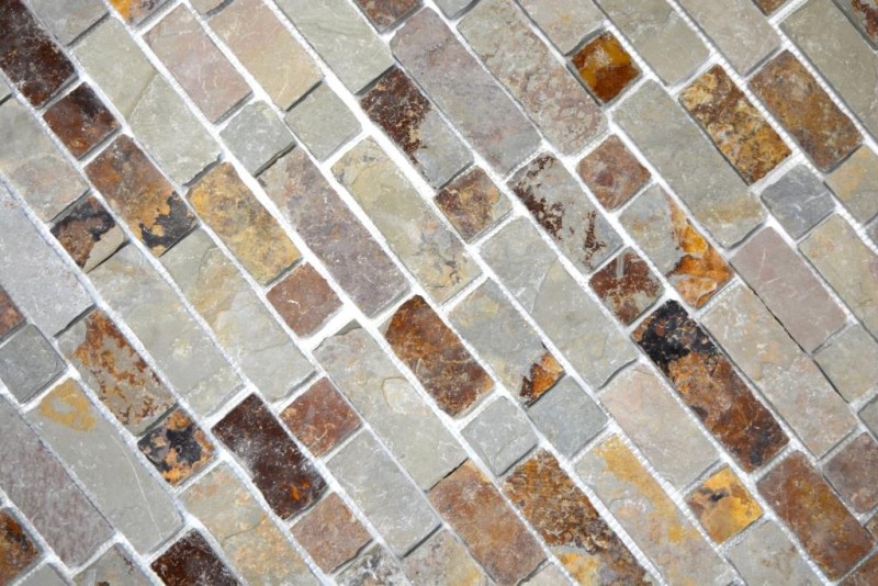 Piastrella di ardesia a mosaico pietra naturale mattone marrone ruggine backsplash piastrelle mosaico tappetino pannello mosaico splashback - MOS34-1204