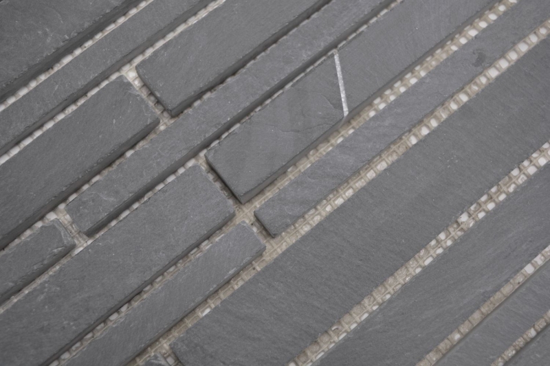 Piastrella di ardesia a mosaico in pietra naturale mattone antracite nero Tappetino per alzatina a parete - MOS34-0206