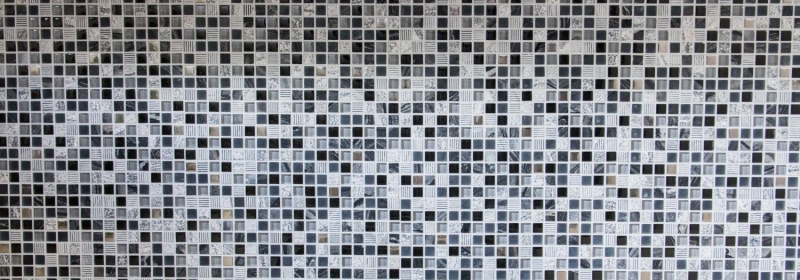Glasmosaik Naturstein Mosaikfliese Fliese grau schwarz silber Milchglas Marmor Struktur Fliesenspiegel Wand - MOS92-HQ14
