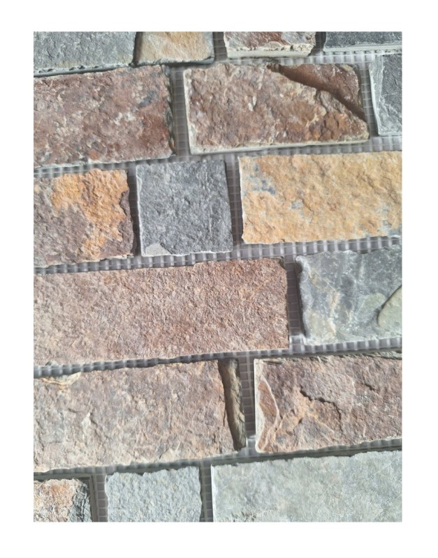 Handmuster Mosaik Fliese Schiefer Naturstein Brick braun rost MOS34-1204_m
